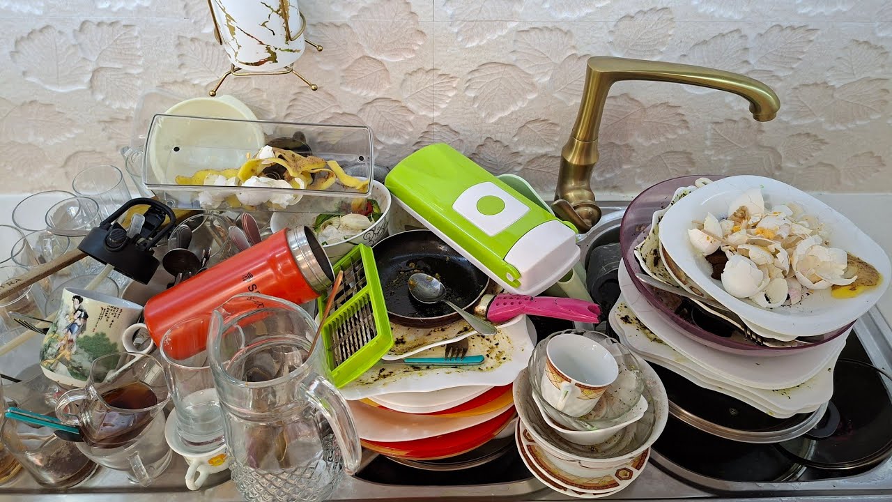 ASMR Dishwashing | Hand Washing Dishes with Water & Bubbles