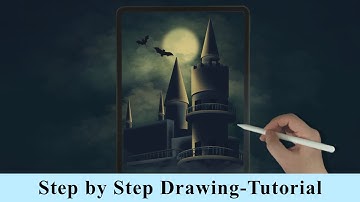 Halloween Castle iPad Procreate Drawing - Step by Step Drawing Tutorial -Happy Halloween