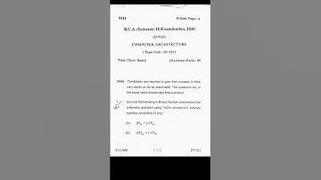 BCA 2nd semester (2020)  Computer architecture| #brabu #bca_202 @Question_academy