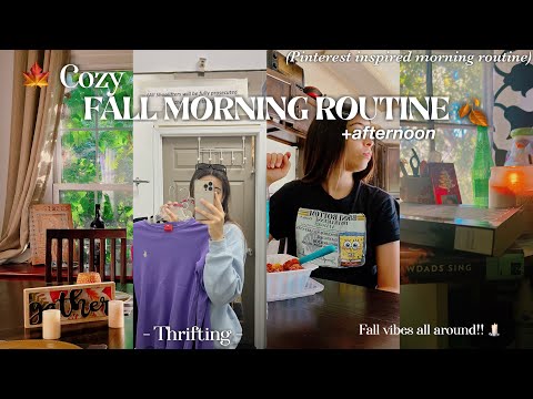 A COZY FALL MORNING ROUTINE🍂🕯| doing a Pinterest inspired morning routine + thrifting + fall vibes