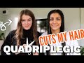 QUADRIPLEGIC CUTS MY HAIR! (home haircut with no hand function)