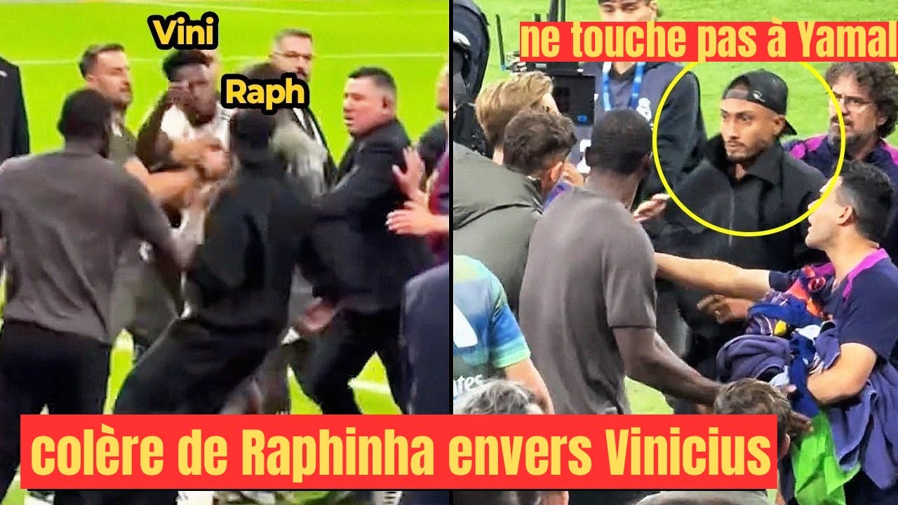 le moment où Raphinha est intervenu pour protéger Lamine Yamal lors d'une altercation après le match