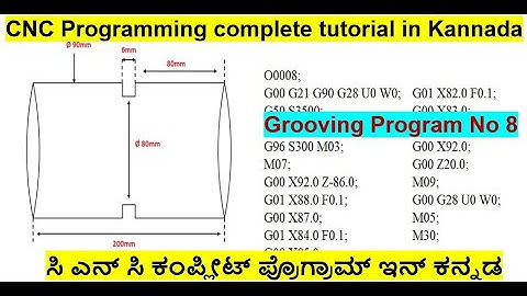 #19 CNC Programming complete tutorial in Kannada/Grooving Program /Outer Dia Grooving/Program No 8