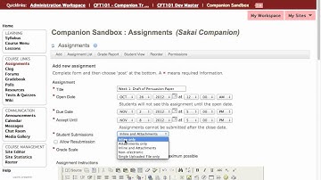 Sakai Assignments: How to Create Assignments Video Tutorial, CFT101
