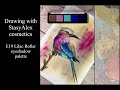 Drawing bird with StasyAlex cosmetics EYESHADOWS PALETTE E19 LILAC ROLLER