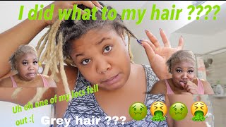 Bleaching my locs | Went from blonde locs to green/purple and back to blonde | Mystery color