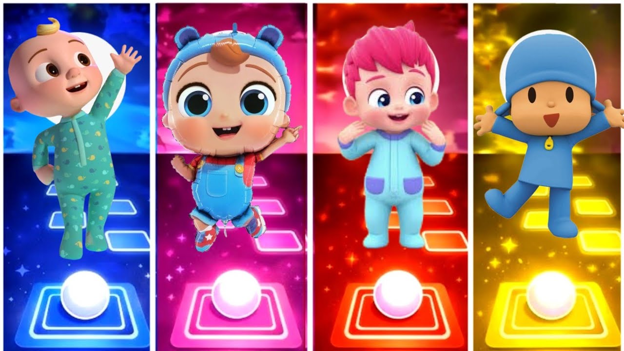 Cocomelon vs Little angels vs Bebefinn vs Pocoyo.Tiles hope edm rush game. 
