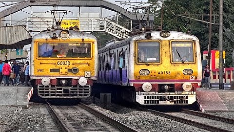 Amazing Perfect Different Types EMU Local Trains Crossing | Aerodynamic Face EMU meet Flat face EMU
