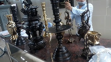 Đi ráp bộ lư cổ đồng màu đen cho miếu thờ dòng họ !!!