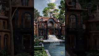 EAH-103  Enchanting Dark Marble &amp; Wood Fantasy Mansion