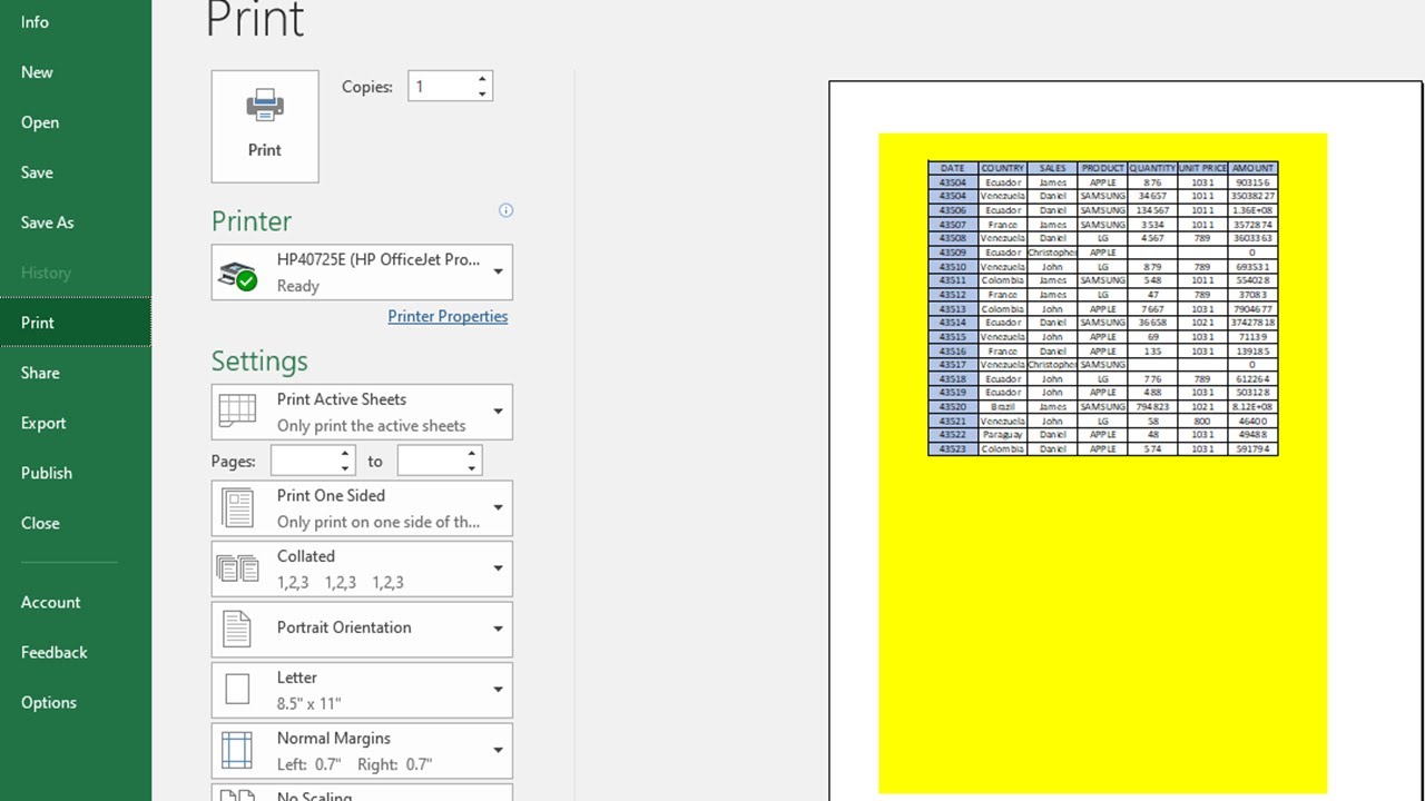 Add background color to Excel and print background color of Excel. - YouTube