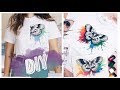 DIY 👕 T-SHIRT PAINTING 👕 РИСУЮ НА ФУТБОЛКЕ / Переделываем одежду| Fosssaaa