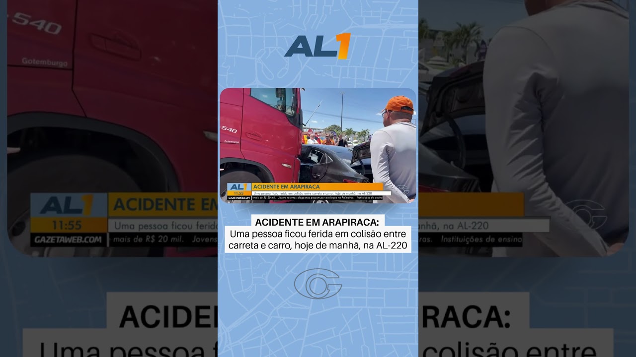 Colisão entre carreta e carro deixa ferido em Arapiraca