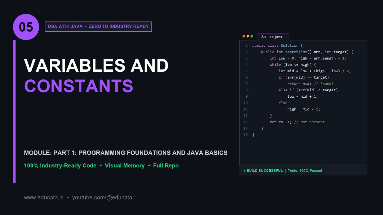 DSA-005: Variables and Constants | Java DSA - YouTube