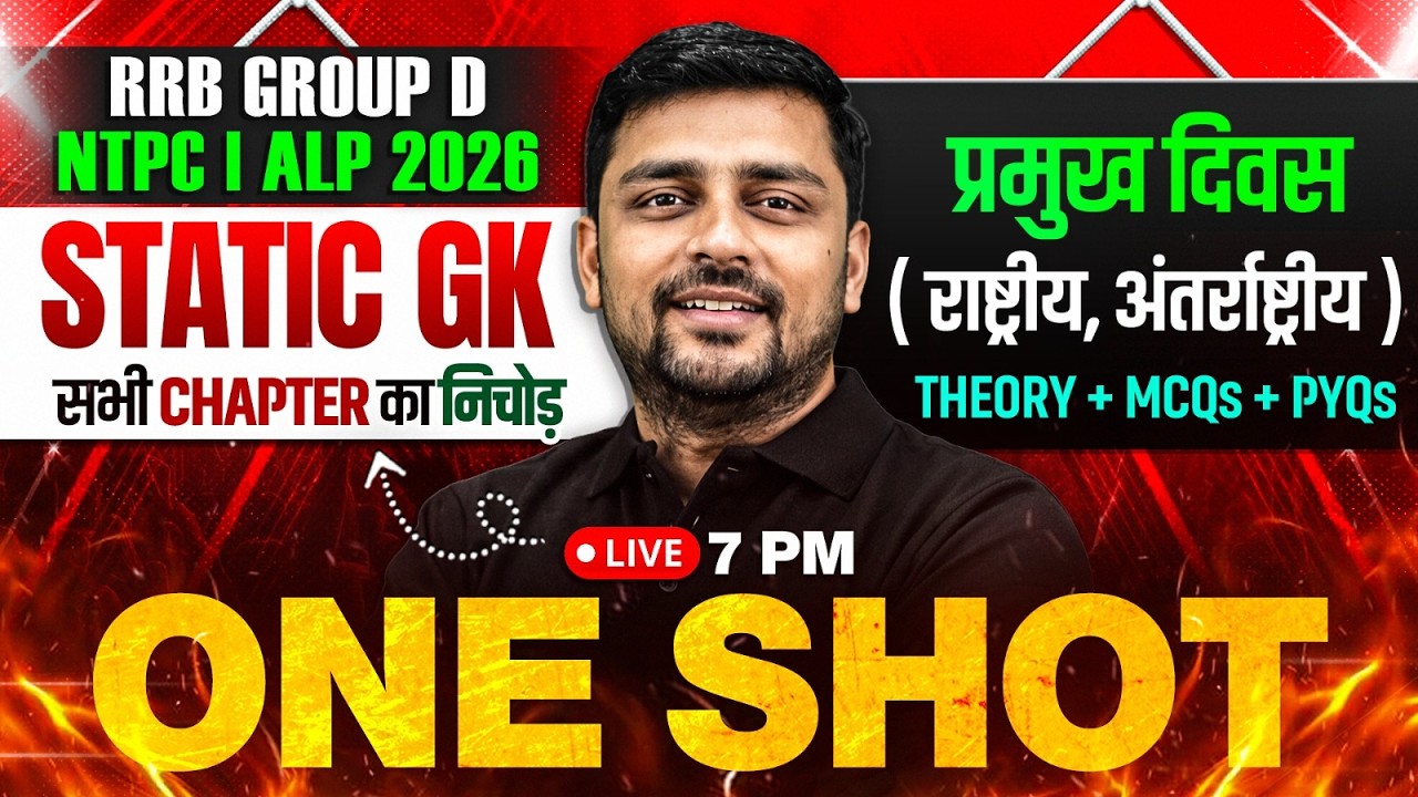 RRB Group D Static GK Class 2026 | Important Days For RRB NTPC | RRB ALP Static GK By Akshay Sir