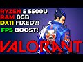 Valorant | AMD DX11 FIX BOOSTS FPS?! | 1080P Ryzen 5 5500U Radeon 7 Graphics 8GB Performance Test