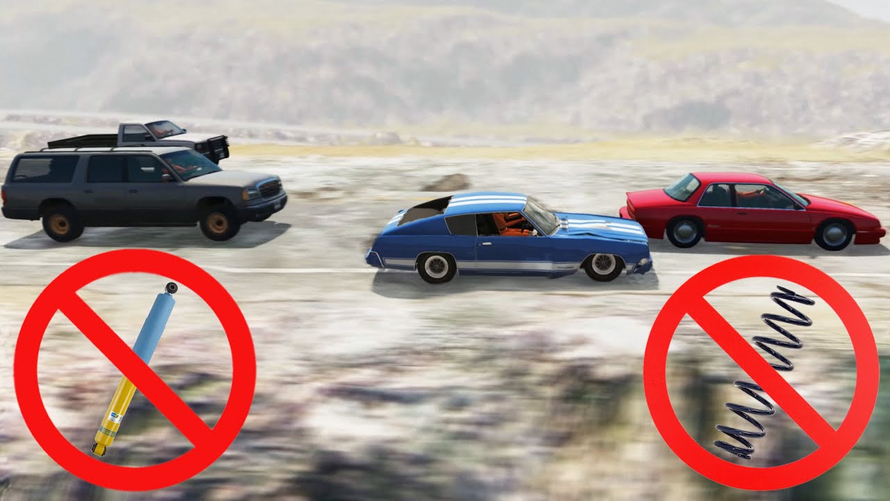 Car Without Spring BeamNG Drive - Cars Racing Without Springs And Dampers - YouTube