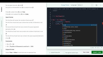 Hackerrank Python Solution #12 Sets - Python: Check Subset