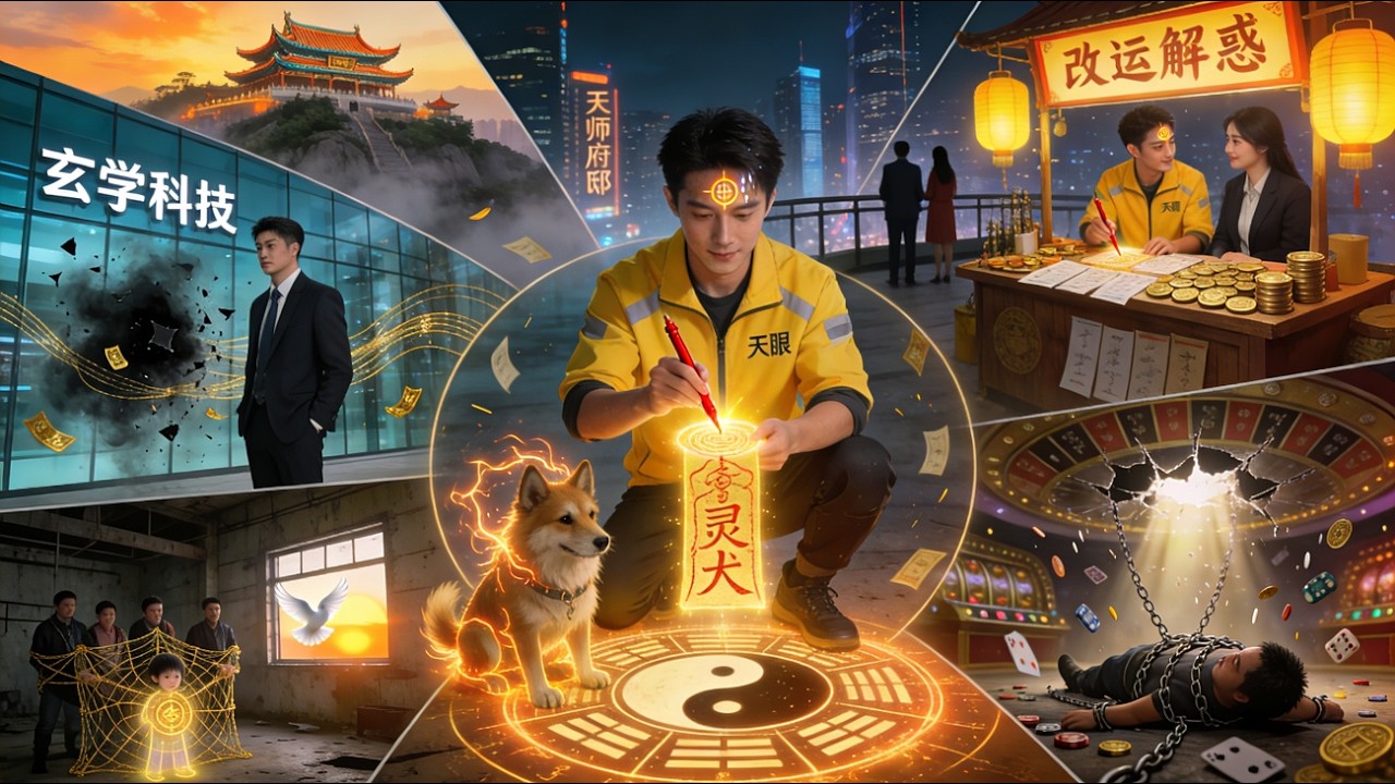 【新剧首发】外卖小伙車禍後綁定天師系統，開天眼，畫靈符，帶靈犬擺攤算命。遇上黴運纏身的富二代蘇雨，他幫改運、助創業，在升級懲惡中，愛情悄然萌芽。#首發新劇 #無腦劇 #完結短劇