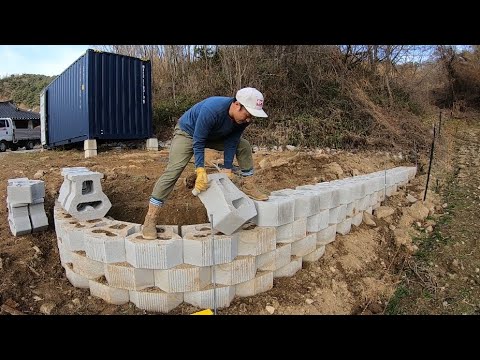   귀농귀촌 텃밭 축대쌓기 I 보강토블럭 옹벽블럭 셀프 직장인 주말 귀촌