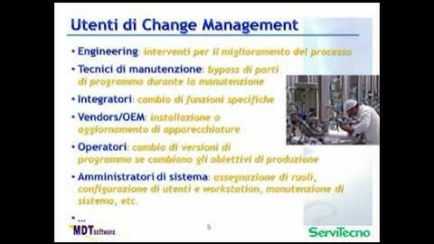 MDT Change Control & Configuration Management per PLC, SCADA. ecc. vol 1 importanza di sistema cms