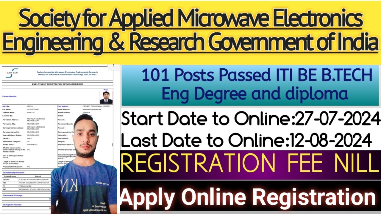 SAMEER Project Asst,Sr Research Scientist & Other Post 2024–Apply Online  101 Posts फॉर्म कैसे भरे