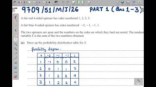 9709/51/M/J/26 - PART 1 (QNS 1 - 3) | AS PROBABILITY & STATISTICS 1 PAPER 51 MAY/JUNE 2026 Guide