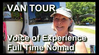 VAN TOUR, Fulltime nomad's Ram Promaster 2500.  She's been on the road for two years.