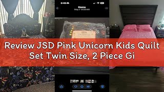 Review JSD Pink Unicorn Kids Quilt Set Twin Size, 2 Piece Girls Printed Bedspread Coverlet with Pill