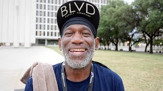 Video: Richard, Dallas, happy homeless veteran, earns $1 an hour, grateful for pair of socks - Invisible People