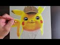 Asmr dessinant le dtective pikachu dans une vido dune minute  pikachu  studio dart renj