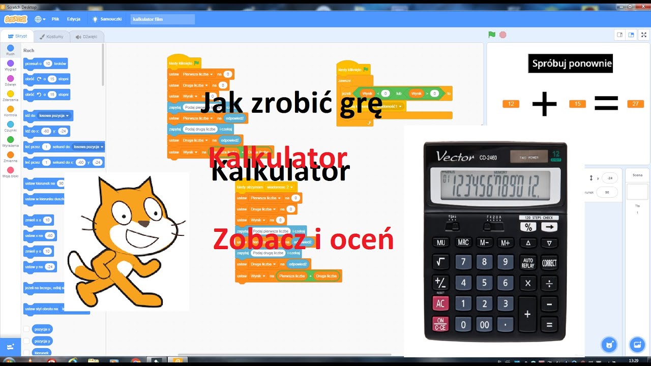 Jak Zrobić Kwadrat W Scratchu Scratch jak zrobic fajna prosta gre kalkulator dla zaawansowanych