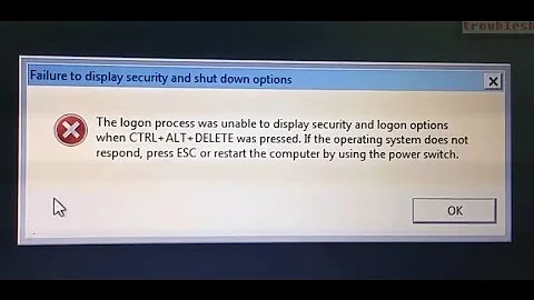 Failure to display security and shut down options (logon options) (Logon process failed) Windows 7