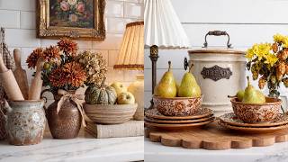 Vintage Cottage Kitchen Refresh Decorating with Brown Transferware Antique Copper