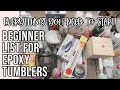 Beginner List for Epoxy Tumblers