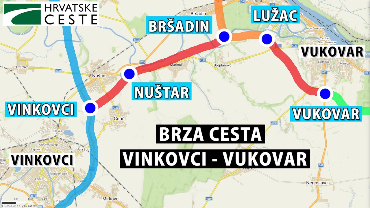 PREGLED TRASE: Brza cesta Vinkovci - Nuštar - Vukovar