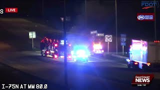 Car fire blocks road at intersection of SR-29 and Alligator Alley