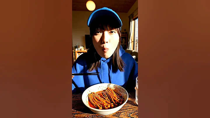 ASMR Spicy Enoki Mushroom Mukbang Part 3 🌶️ #asmr #shorts #enokimushroom #spicyfood #mukbang