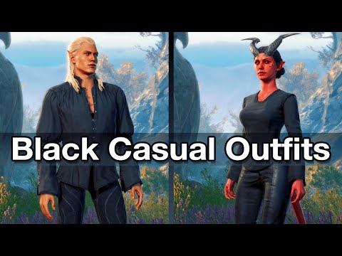 Black Casual Outfits - Baldur's Gate 3 Mod