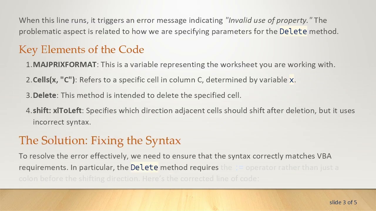 Resolving the Invalid use of property Error in Excel VBA: Deleting Cells Made Easy