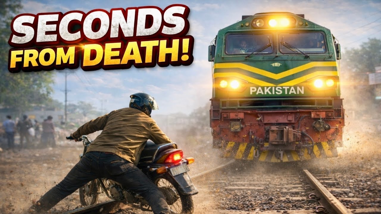 High Speed Train vs Stuck Bike – Last Second Miracle! 😱
