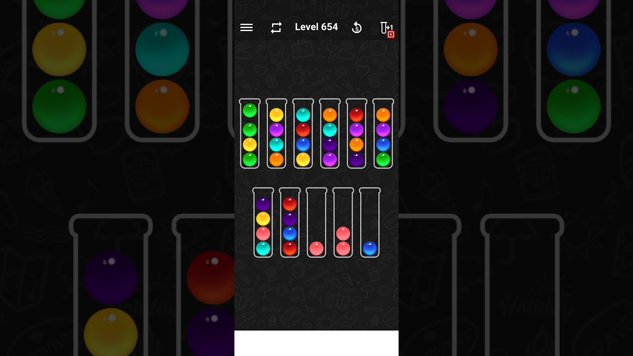 Level 654 of Ball Sort Color water Puzzle
