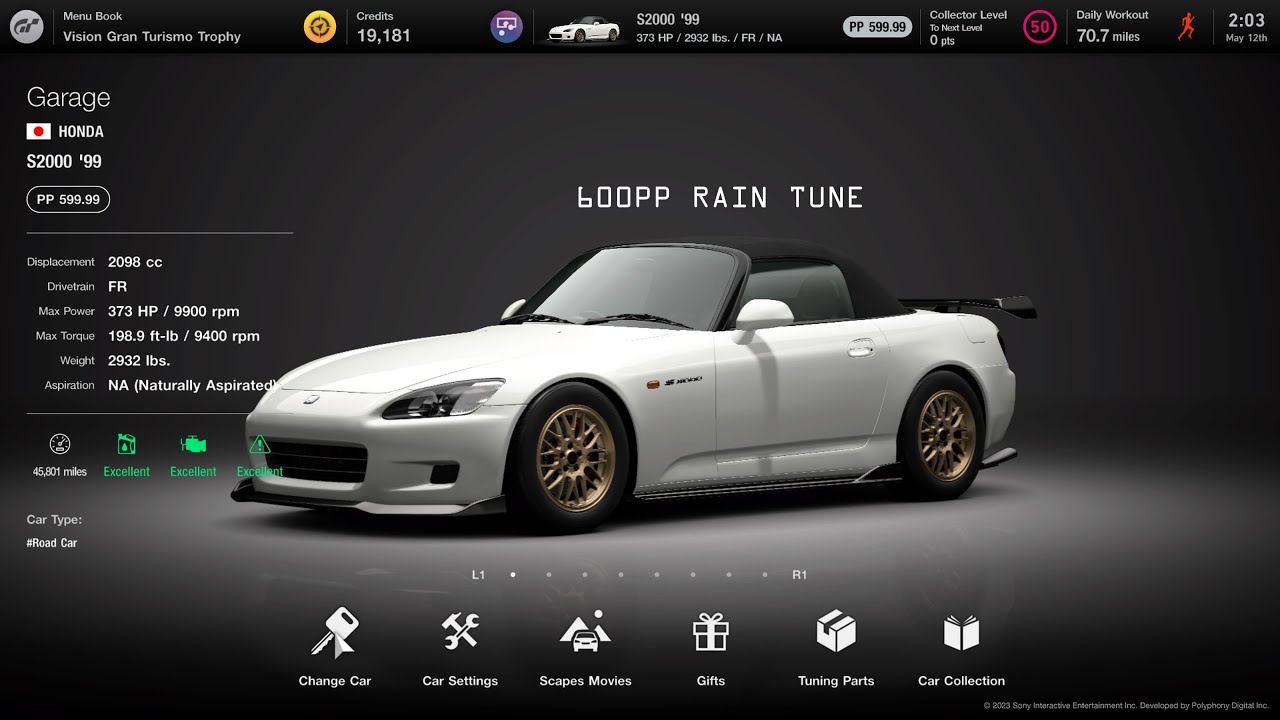 Gran Turismo 7] Honda S2000'99 600pp rain tune - YouTube