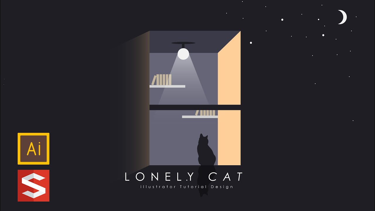 How To Create Lonely Cat Poster - illustrator Tutorial | Sopheap Design