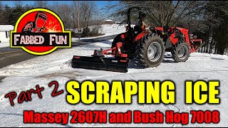 189: Massey 2607H and Bush Hog 7008 Scraping Ice Part 2