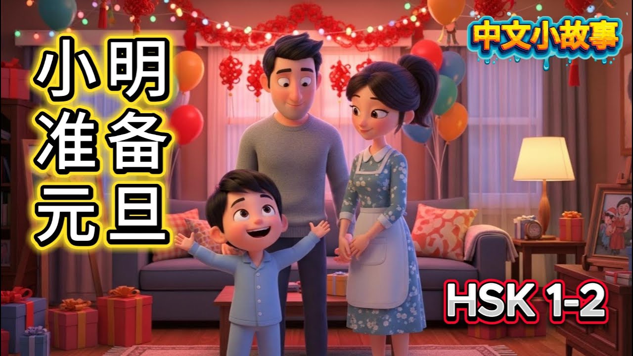 小明准备元旦 | HSK 1–2 Chinese Story for Beginners | Learn Chinese with Easy Stories