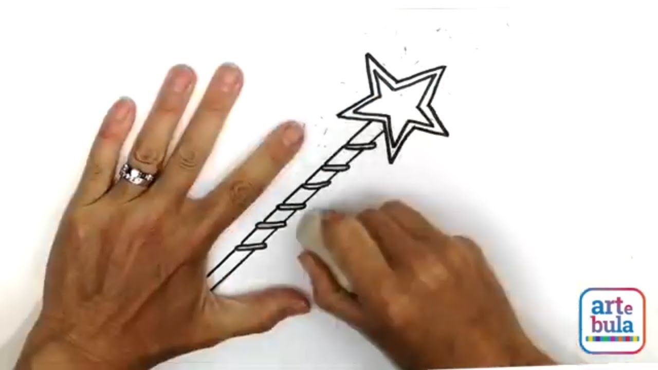 How to draw a simple magic wand - easy drawing tutorial - YouTube