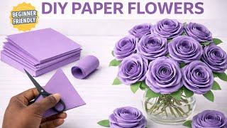 How To Make Beautiful Paper Flowers 💐/ Rose Paper Flower Tutorial/ Realistic Paper Flower 
