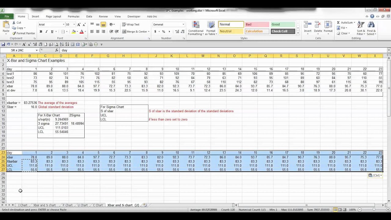 Creating an X bar Chart using Excel - YouTube