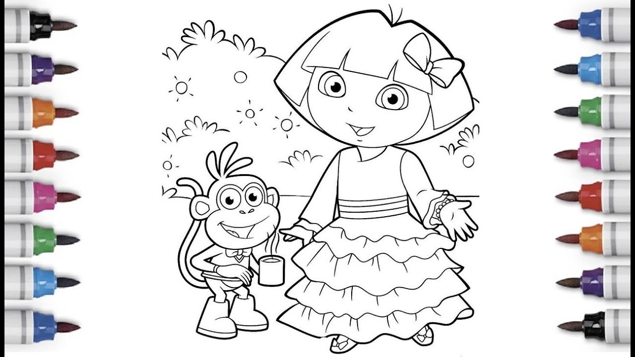 Learn to color Dora and Friends coloring pages